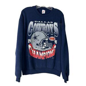 VTG Dallas Cowboys Large Blue NFC Conference 1995 Sweatshirt Jerzees USA  GUC